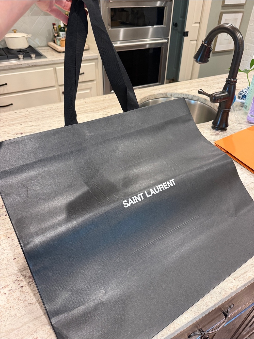 Saint Laurent Black Oversized Logo Tote